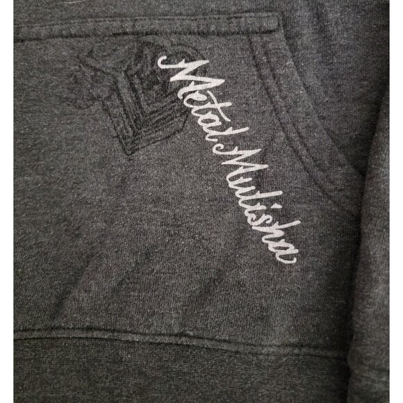 Metal Mulisha Womens Gray Hoodie Sweatshirt V-Neck Skull Graphic Size M - Picture 3 of 5